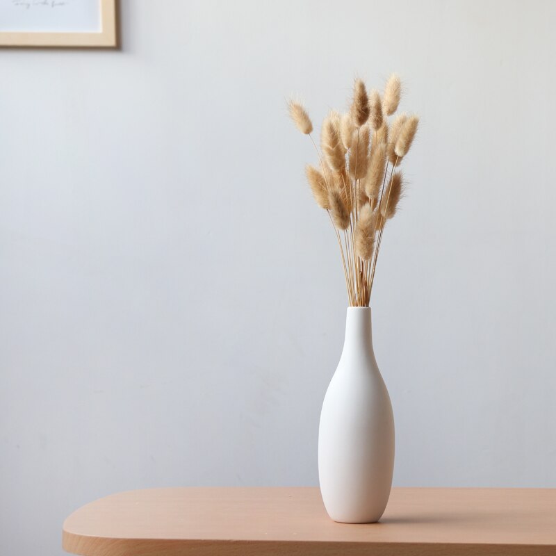 Lille mund vase hvid keramik mat vase porcelæn vase til plante tørret blomster dekoration beholder minimalistisk hjemmebord dekoration