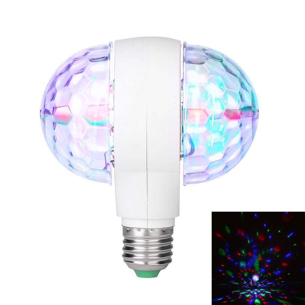 Bombilla LED giratoria de doble cabezal, lámpara de discoteca de escenario mágico, de colores, 6W: Default Title
