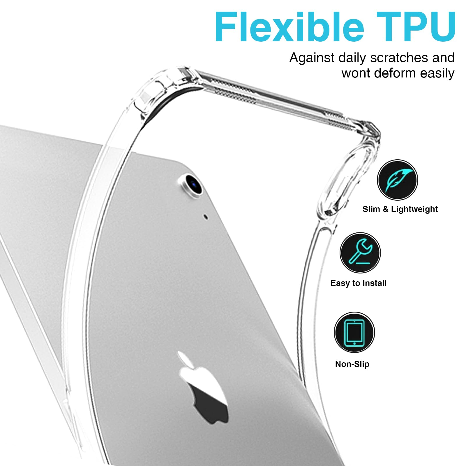 Clear Case for iPad 10th Generation 10.9" Soft TPU Silicone Bumper Anti-Shock Anti-Scratch Cover for iPad 10 (10.9 Inch)
