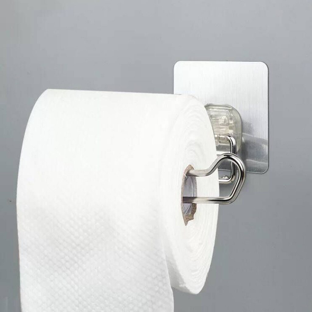 Porte-serviette en papier adhésif | Étagère de rangement pour salle de bain, rouleau de papier organisateur de papier, porte-serviettes en acier inoxydable, porte-serviettes mural