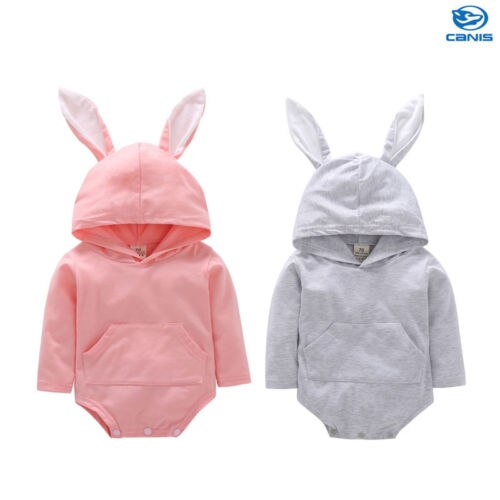 Zomer Pasgeboren Baby Kdis Meisje Jongen Hooded Bodysuit Jumpsuit Casual Kleding Pasen Outfits