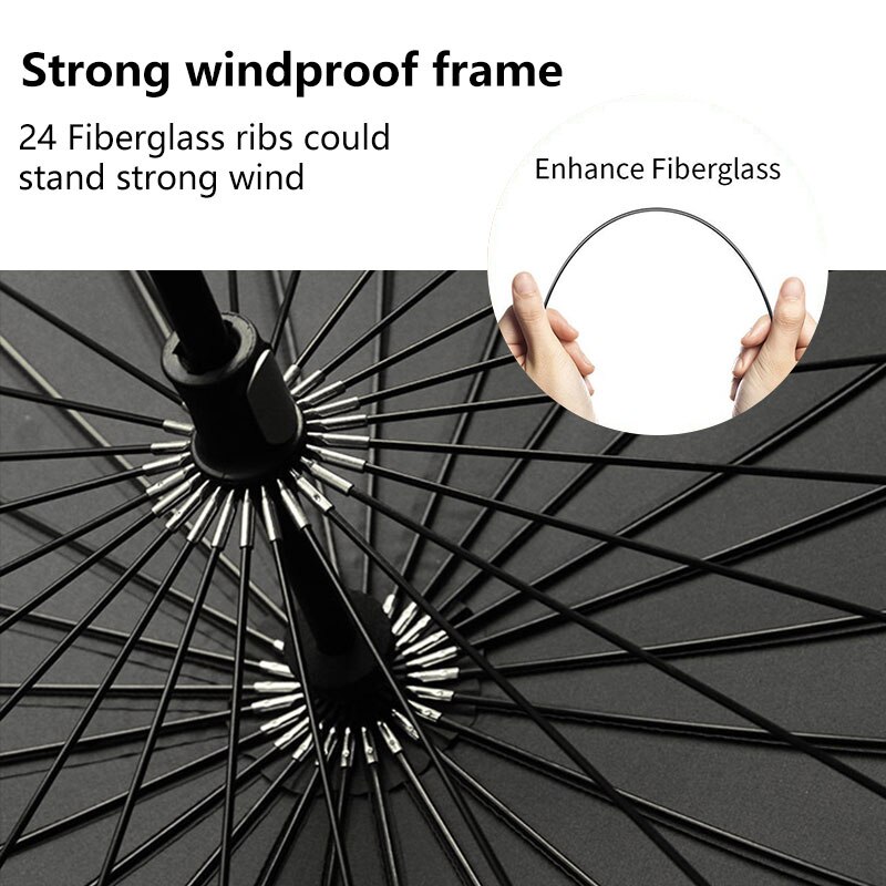 Handle 24k Strong Windproof Business Umbrella Rain Women Long Golf Fiberglass Family Men Umbrella Paraguas