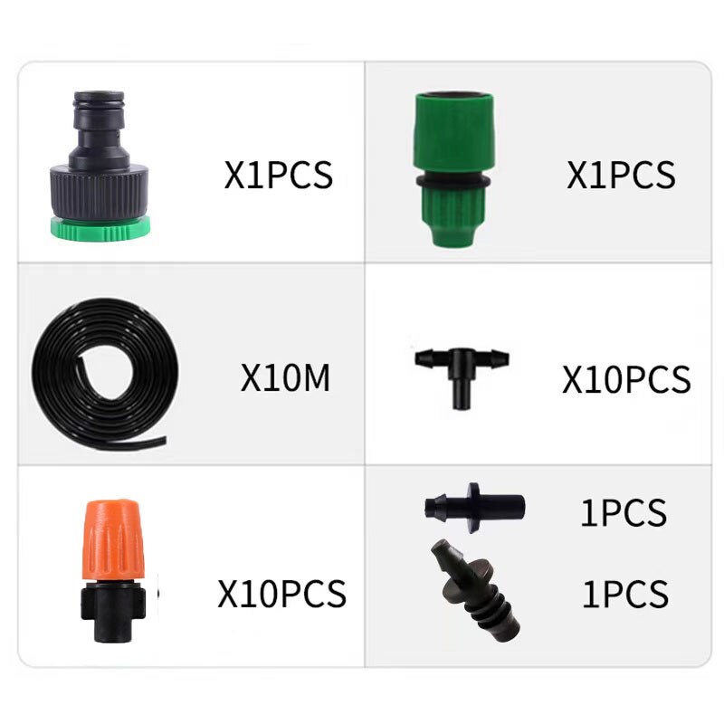 Micro kit de rega da planta do gotejamento diy sistema de resfriamento pulverizador da névoa da irrigação do jardim com bocais ajustáveis kit de resfriamento do pulverizador: C-10m suit