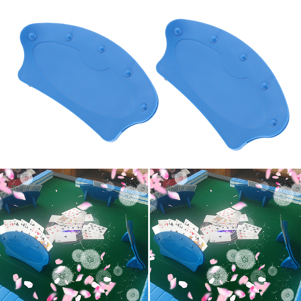 2pcs Blue Durable Plastic Playing Card Holder For Senior Elderly Adults Disabled Can Hold Up To 15 Cards