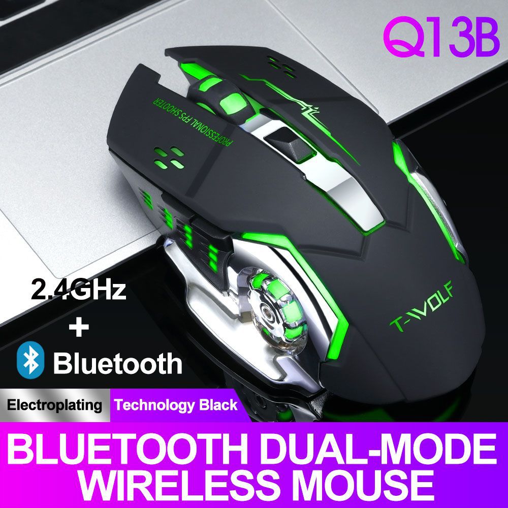 Nowy 2.4Ghz Wirelss przenośny wyciszony Bluetooth podwójny tryb mysz świecąca gra Laptop telefon PC Pad telefon uniwersalny Raton inalambrico myszy: WHITE