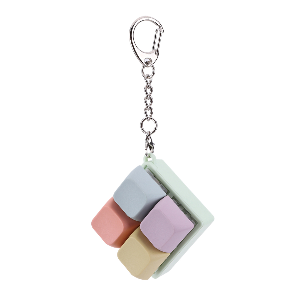 Finger Keyboard Fidget 4 Keys Keyboard Clicker Sensory Fidget Keyring Keycaps Fidget Keyborad Button Stress Relief: black