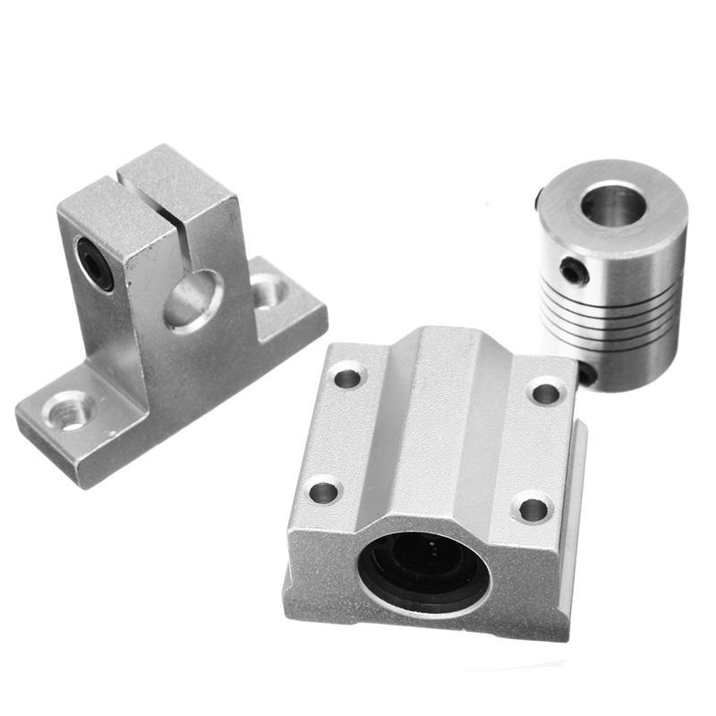 Juego de varilla del eje T8 doble tornillo de plomo, cojinetes de acoplamiento, bloque de soporte KP08 SCS8UU, pieza CNC 200 250 300 350 400mm, eje óptico