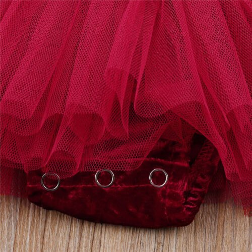 enfant en bas âge enfant bébé filles body rouge velours Tulle bébé filles fête d'anniversaire de mariage vêtements nouvel an costome pour les filles
