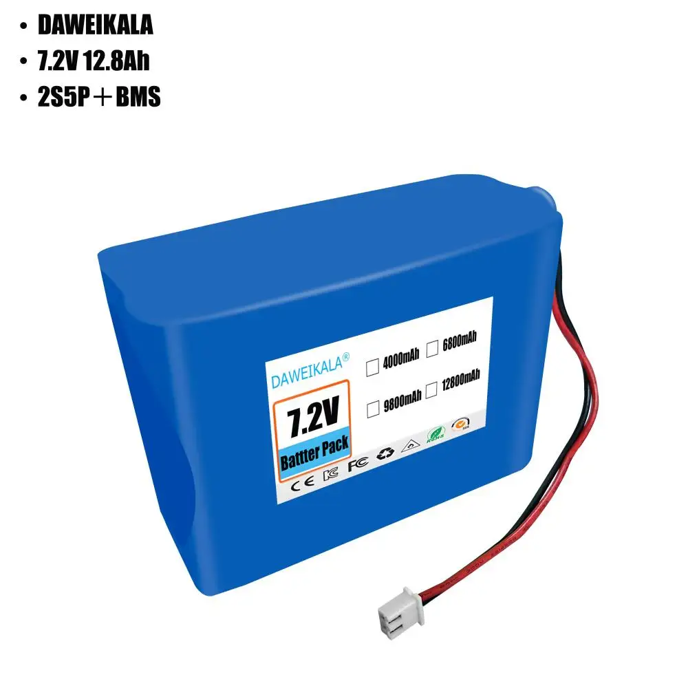 Bateria recarregável do íon do lítio para a bicicleta, luz da bicicleta, farol, 7.4V, 2S5P, 12800mAh, 18650, 7.4V, 12.8Ah