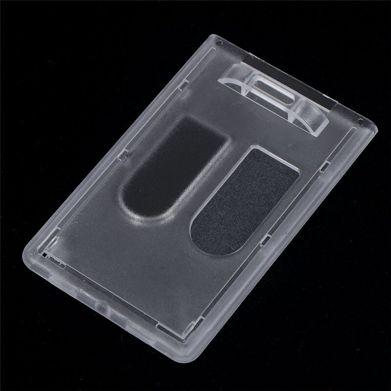 Lodret pc mat hård plast id kreditkort badge holder dobbelt dæksel lomme bus kort etui grænse lanyard huller