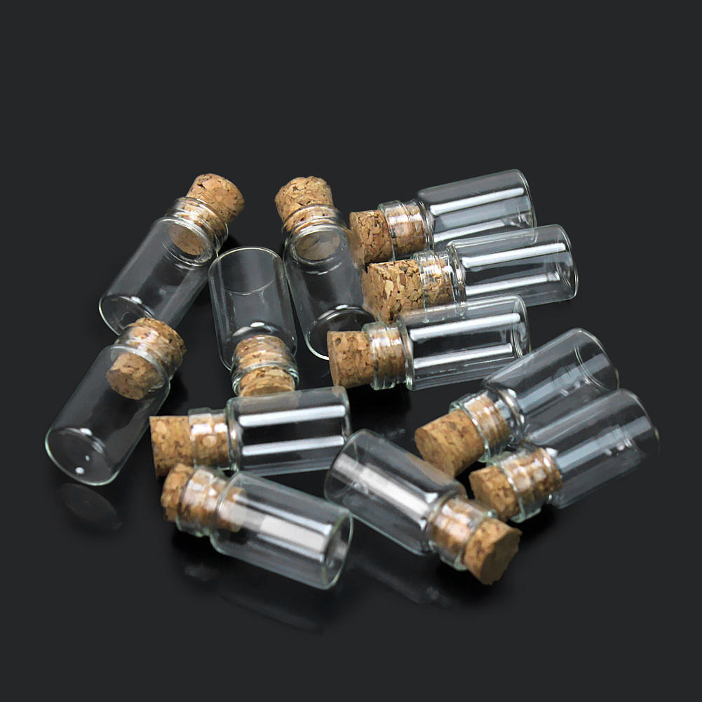 Mini botellas de cristal con tapón de corcho transparente, 10 Uds., viales contenedores pequeños, mensajes, bodas, deseos, joyería de recuerdo