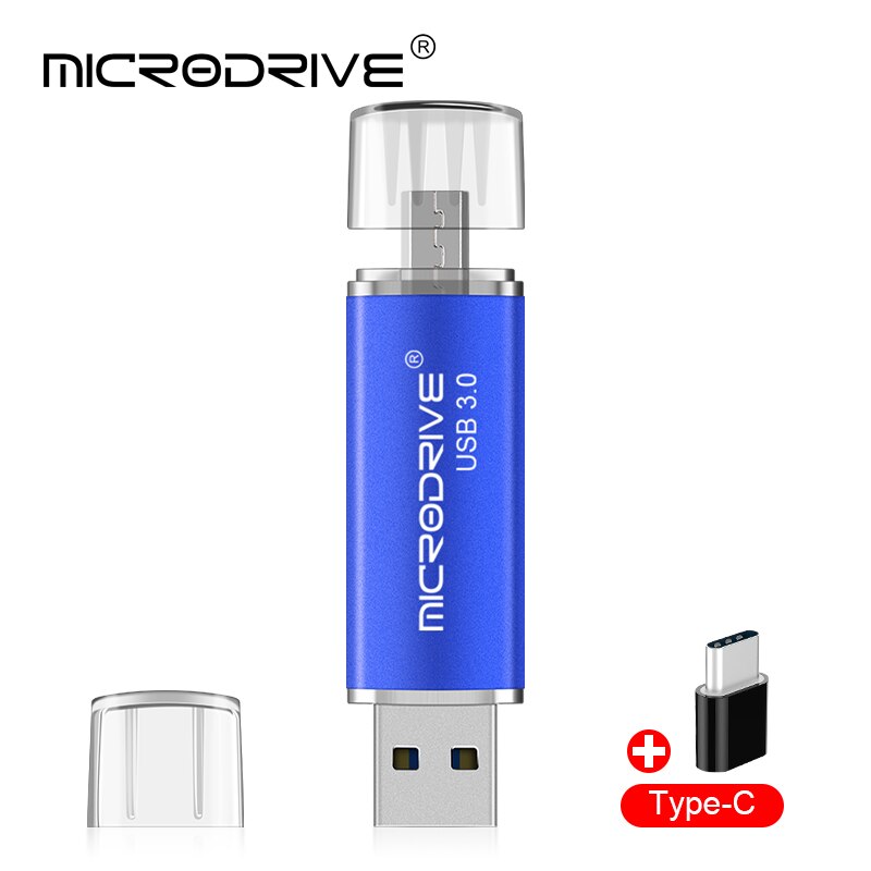 3 In 1 Usb 3.0 OTG USB flash drive for SmartPhone/Tablet/PC 16GB 32GB 64GB 128GB Pendrive High speed pen drive for type-c phone: 32GB / Blue