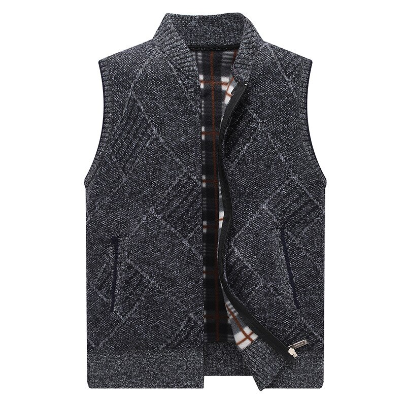 Winter Heren Trui Vesten Dikke Fleece Gebreide Vest Vest Mannelijke Toevallige Trui Vest Voor Mannen Mouwloze Heren Kleding: Dark Gray / Xxl