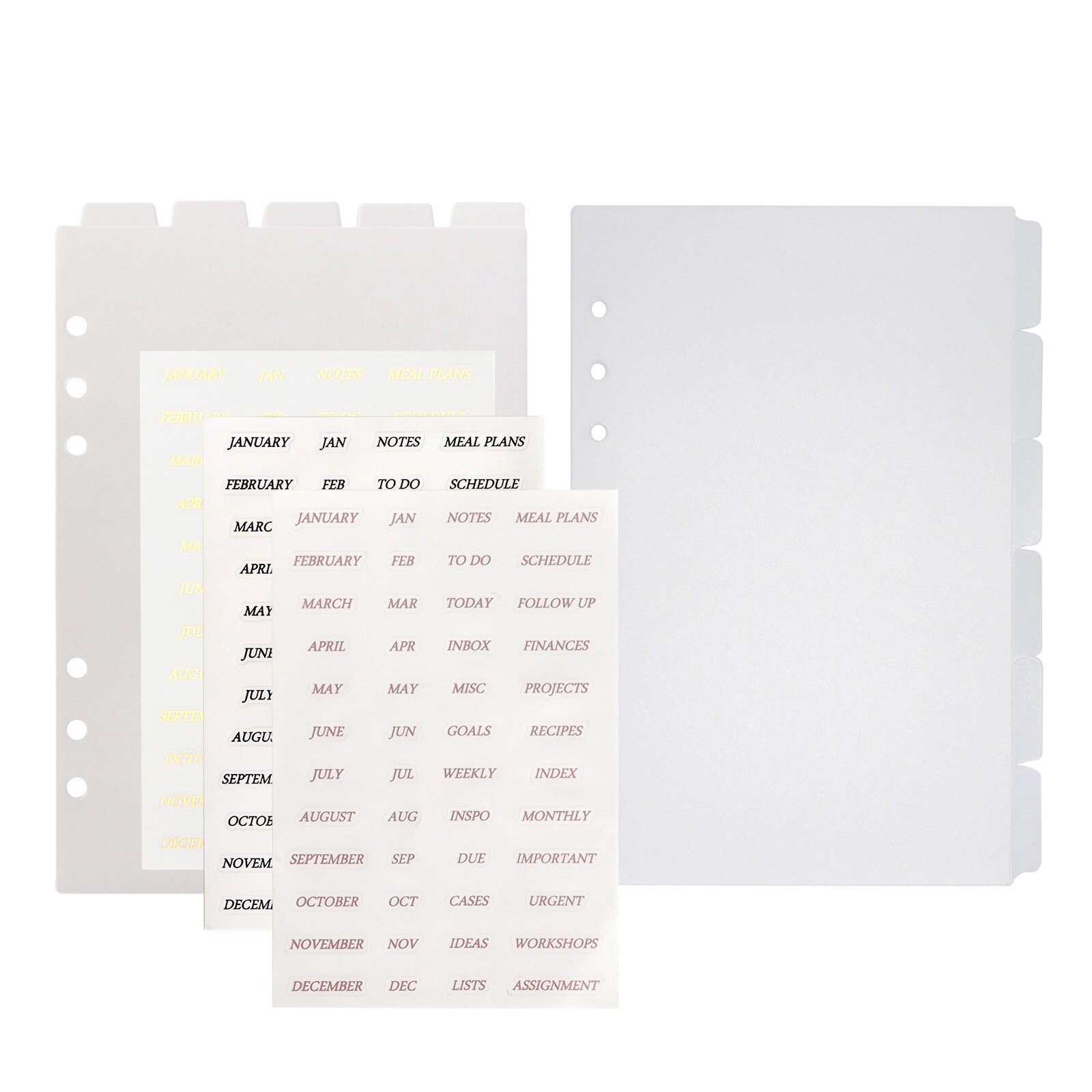 Frosted Top Tab A5 Binder Index Dividers 6 Ring Transparent Planner Journal Notebook Page Separators Index Separator Dashboard: Top N Side N Sticker