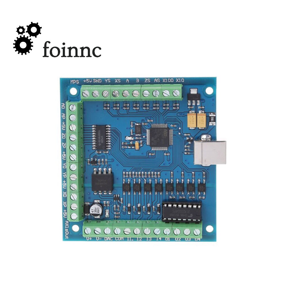 MACH3-Placa de interfaz USB azul de 4 ejes, 100KHz, Tarjeta de control de movimiento CNC + volante colgante, juego MPG de piezas de máquina de grabado