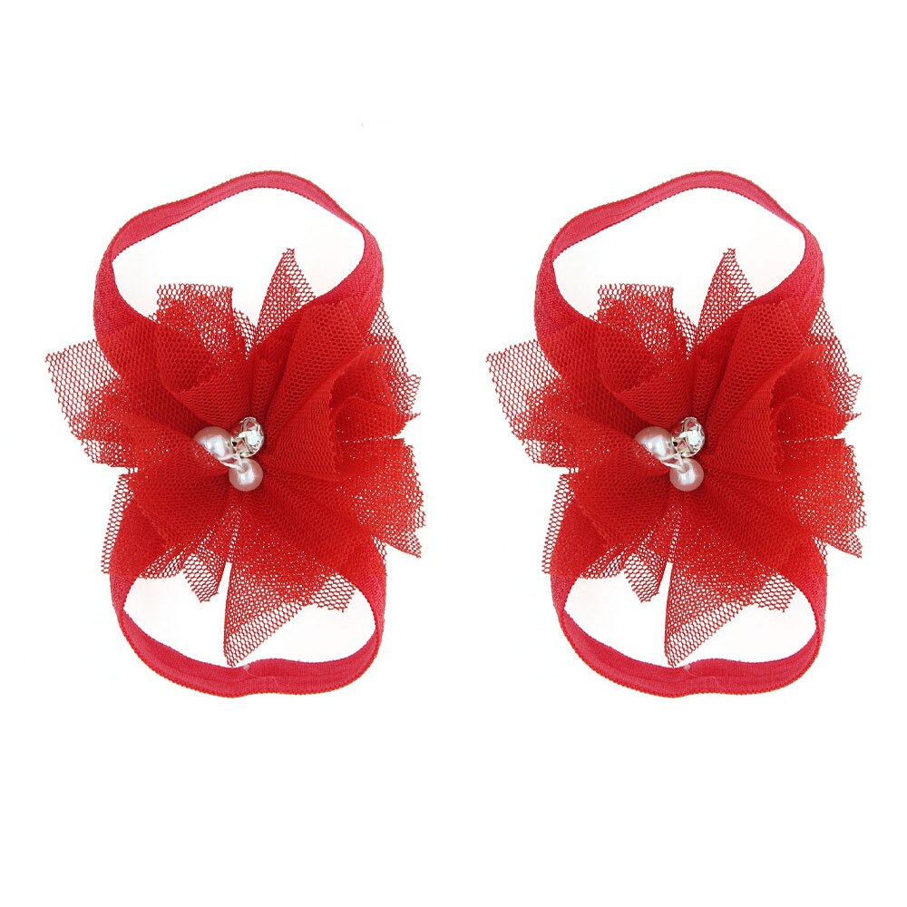 2PCS Baby foot Flower Headband Baby Girls Barefoot Sandals Hair Foot Accessories Elastic Foot Decoration Kids: 5