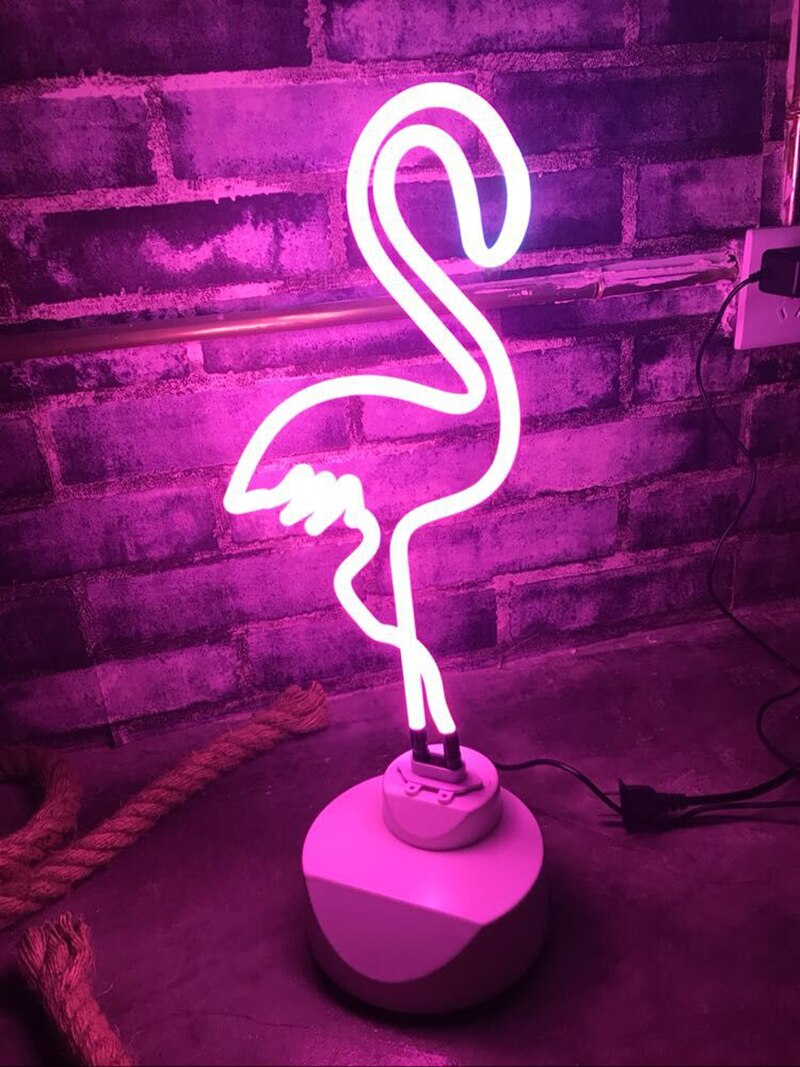 Neon Neon Sign Decoratie Led Nachtlampje Cloud Rainbow Flamingo Vorm Kleurrijke Bureaulamp Voor Indoor Bruiloft Verlichting: SMALL Flamingo