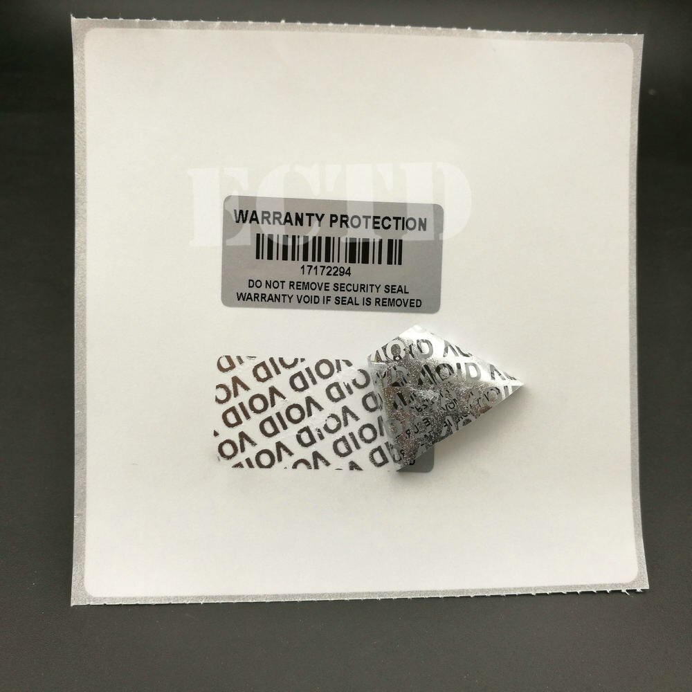 100pcs Silver Warranty Protection void SECURITY SEAL Sticker 40mm x 20mm With Barcode Serial Number