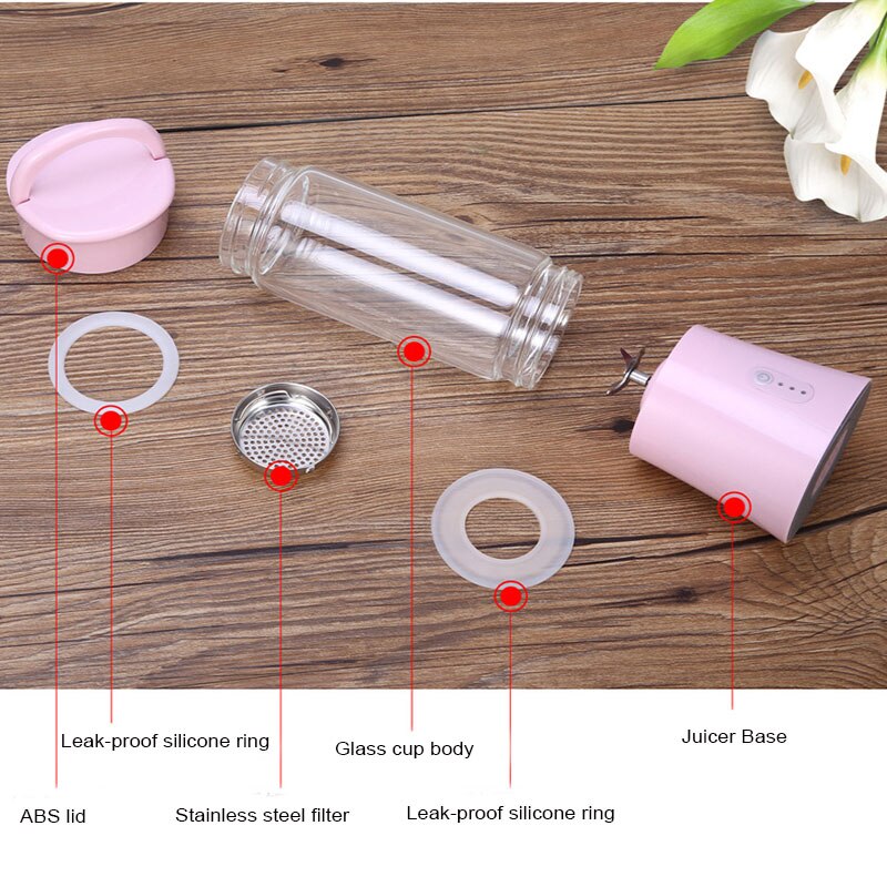 Mini Blender Draagbare Elektrische Juicer Oranje Smoothie Blender Voor Persoonlijke Food Processor Fruit Milkshake Maker Sapcentrifuge