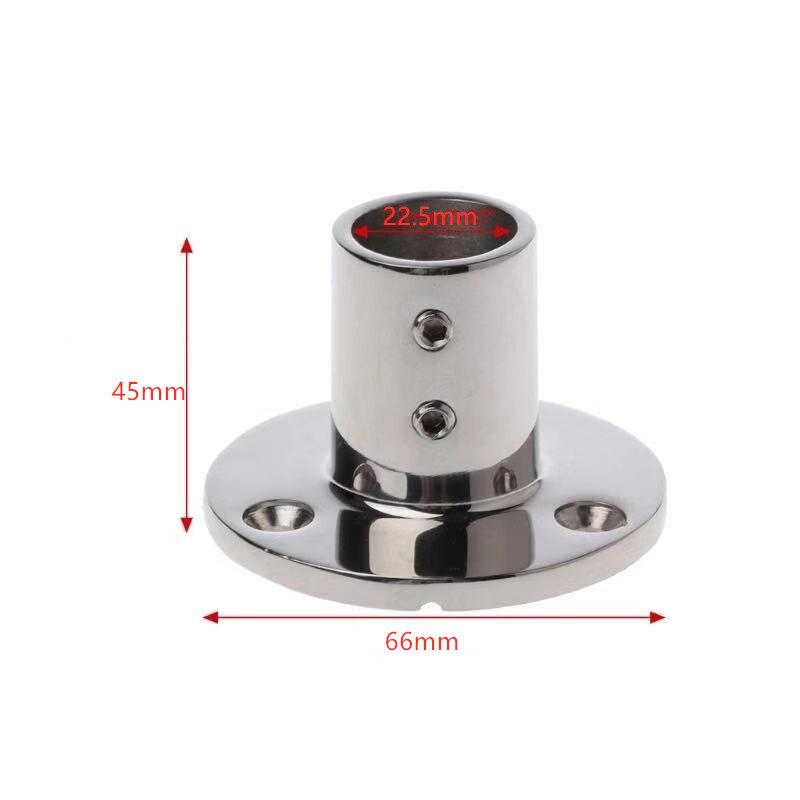 Stainless Steel Boat Hand Rail Fitting 90 Degree Round Base: 22.5mm