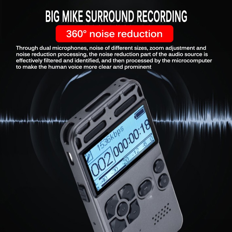 Meerdere Functies Digitale Voice Recorder 8GB Sound Audio Recorder Dictafoon Voor Vergaderingen PCM En MP3 Speler Dubbele Microfoon