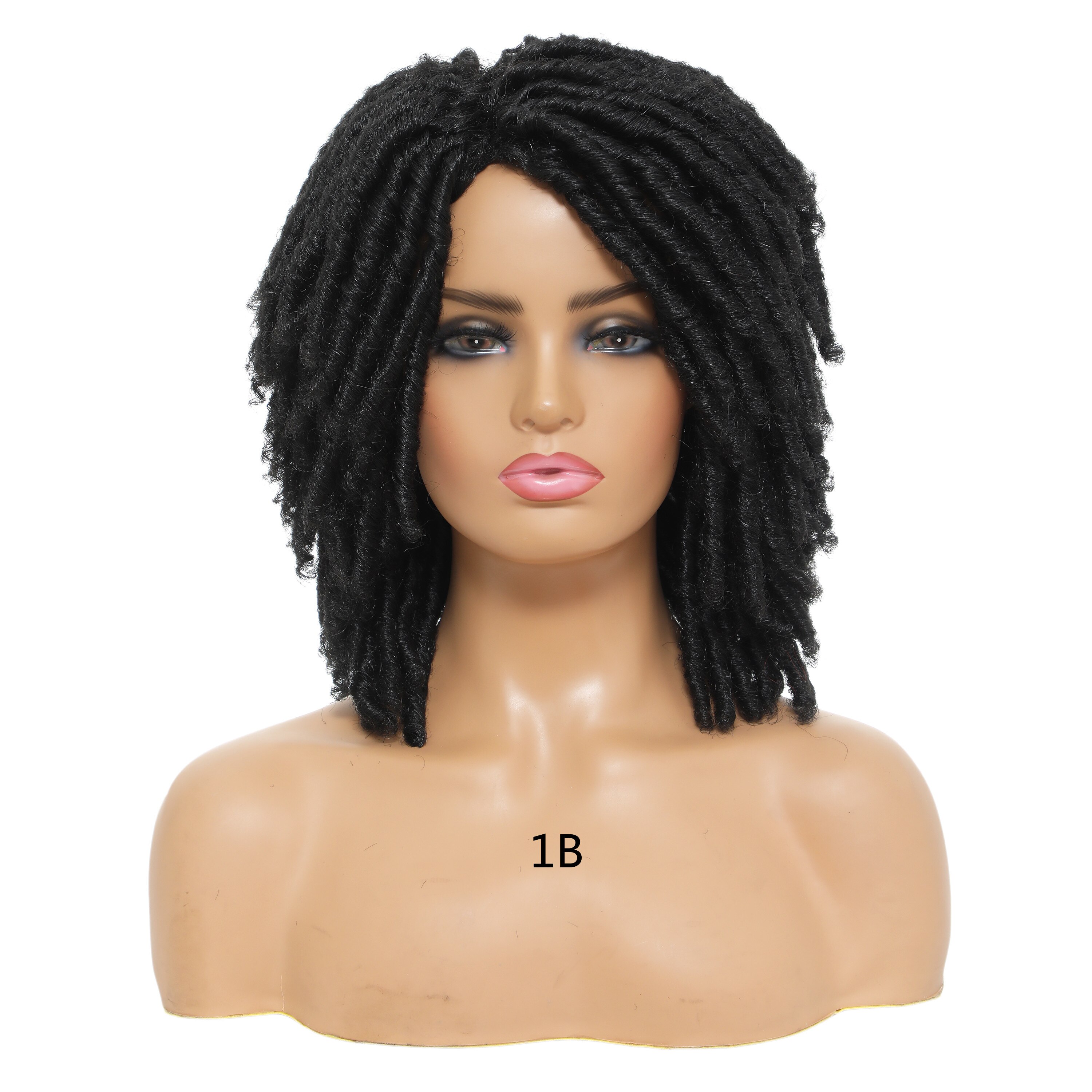 DQ Braided Wig For Women Synthetic Wig Short Dreadlock Hair Wig Curly Ombre Crochet Twist Hair Wigs GREY: 1B