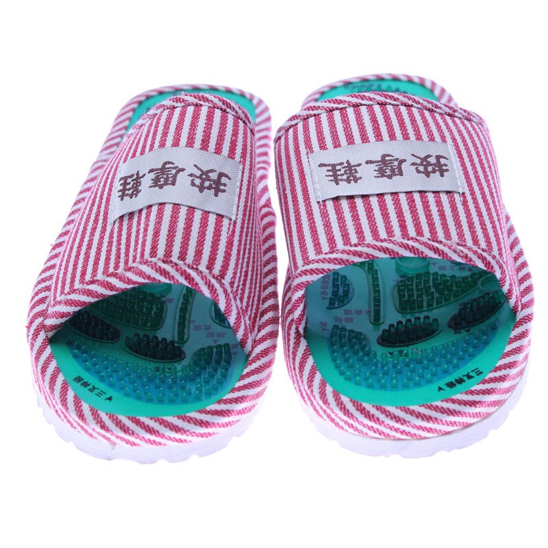 Massage Slippers Gestreepte Reflexologie Acupunctuur Sandalen Voet Acupunt Schoenen Voor Vrouwen Mannen ASD88: Black
