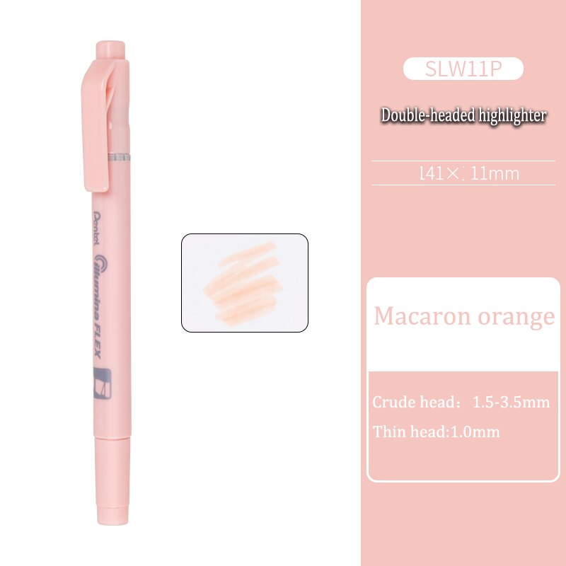 Resaltador de línea recta de doble cabeza SLW11, color rosa macaron, texto de alto brillo, annotati, 8 Uds.: Macaron orange