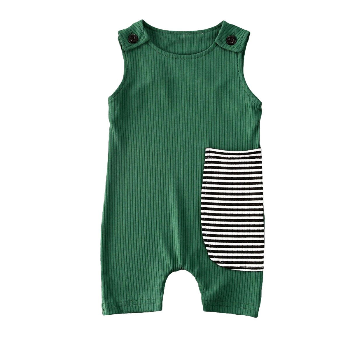 Neue Nette Baby Mädchen Jungen Rippe Streifen Ärmellose Gesamt Kleinkind freundlicher Rundhals ziehen-auf Overall kurze Hose: 2 / 3M