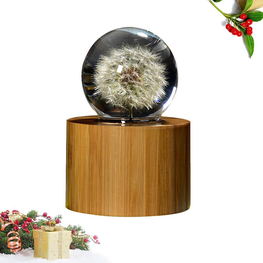Dandelion Crystal Ball Music Box Spring Music Box Home Crafts Ornaments - Tune B: Picture 1