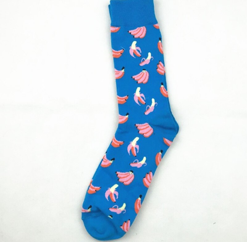 Combed Cotton Men's Happy Cute Funny Socks Brand Fruit Egg Beer French Fries Cherry Socks Men