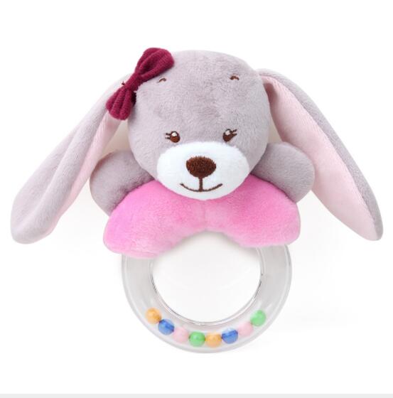 Babyspeelgoed met handvat, bel, babyspeelgoed van 0-12 maanden, cartoon pasgeboren, pluche rammelaar, bel, handspeelgoed, zachte babymobiel, babybel: Langoorkonijn
