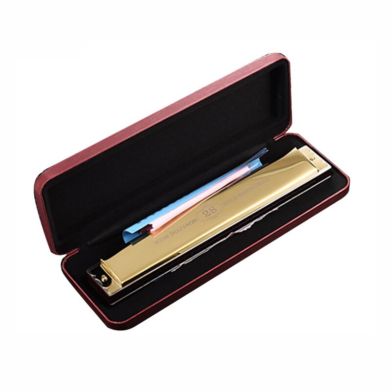 Armónica de gama alta con 28 agujeros para niños, Mini instrumentos musicales, llave C, Octave/trémolo: Gold Tremolo