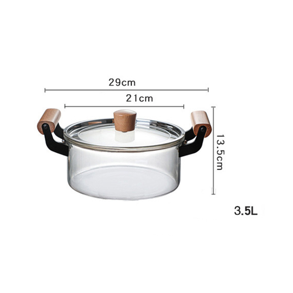 Casserole Transparente En Borosilicate 1,9 L - Compatible Induction, Gaz, Micro-ondes, Couvercle Inclus, Double Poignée
