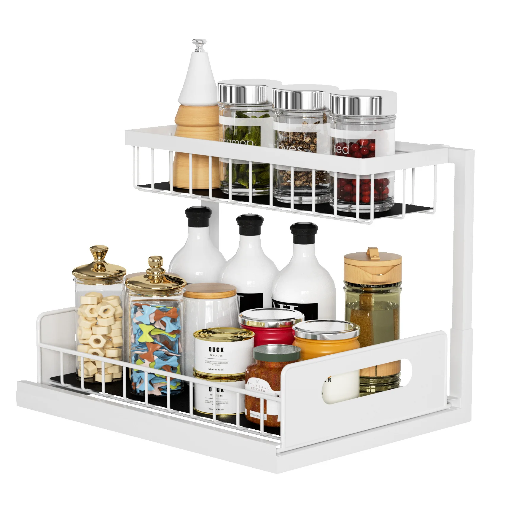 Unter Waschbecken Organizer & Lager, mit Schiebe schublade 2 Ebene Mehrzweck Schlecht Regal Organizer für Küche Schlecht Lagerung: Weiß