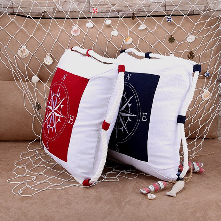 Medelhavet navigering inredning marin havet marin örngott canvas för kompass broderi kuddfodral