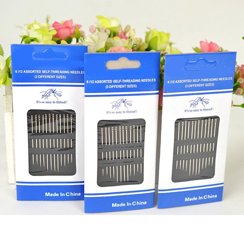 12PCS Thick Big Eye Sewing Self-Threading Needles Embroidery Hand Sewing Simple Embroidery Hand Sewing