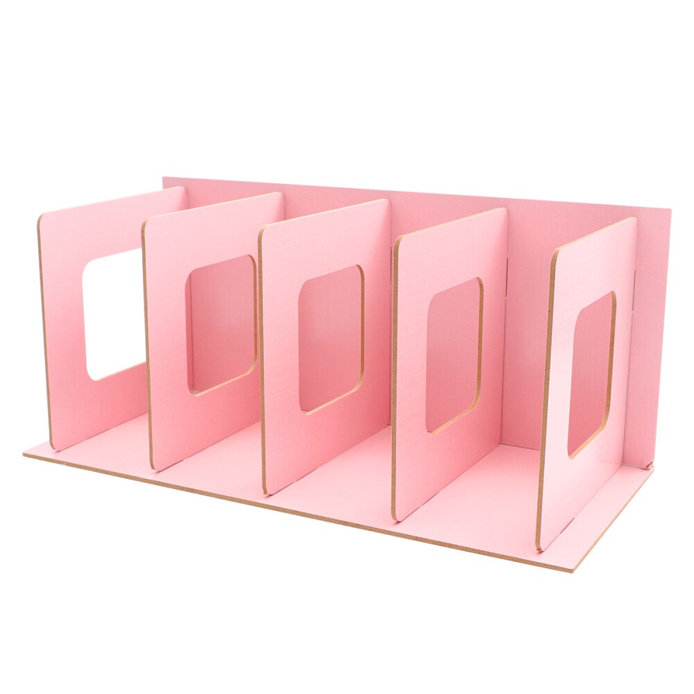 DIY Wooden Bookends Nonskid Heavy Duty Book Ends Supports Home Storage Rack for Books DVDs Magazines (Black): Pink