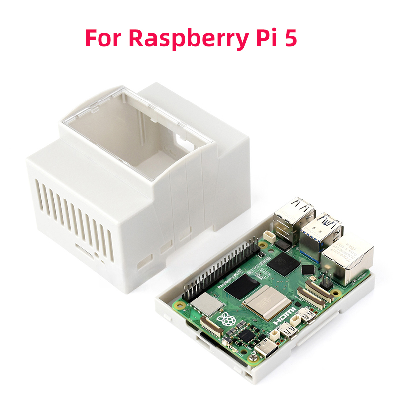 Raspberry Pi 5 4 3 ABS caja eléctrica carril DIN carcasa Modular disipador de calor de aluminio opcional ventilador de refrigeración para Pi 4 /3B + /3B