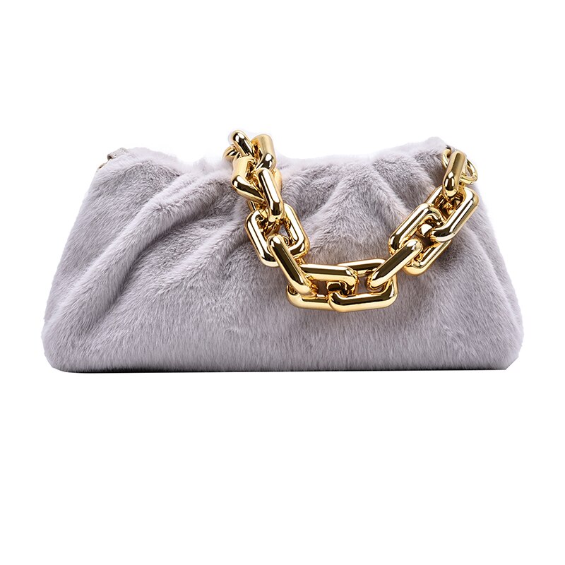 Bolso de mano de piel falsa para mujer, bolsa de mano femenina de , Estilo clásico: Gris