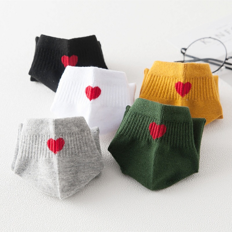 Arrivl røde hjerte sokker kvinder bomuld søde sokker korte strømper afslappede gril sokker 35-40