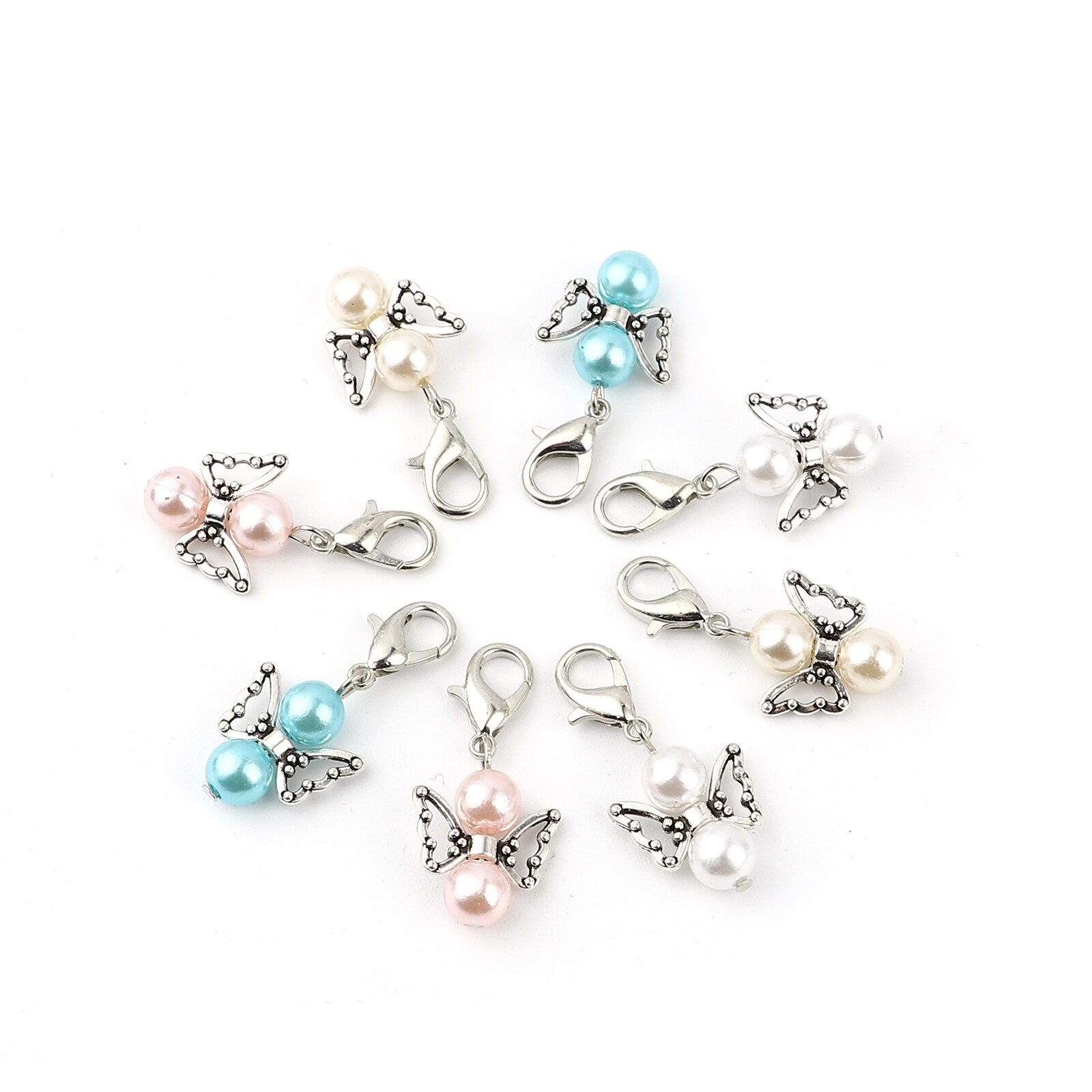 5 Stks/set Insect Breinaalden Stitch Markers Zink Gebaseerde Legering Ronde Kraal Angel Shape Hanger Naaien Gereedschap 38X18mm