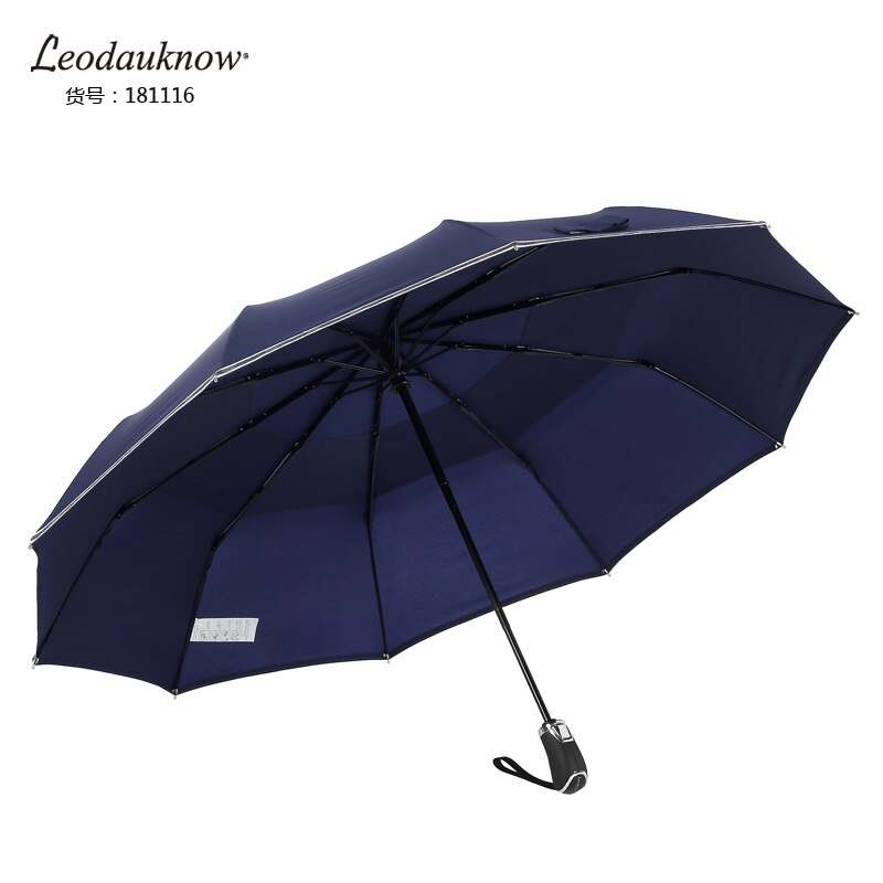 Leodauknow Sterke Wind Paraplu Automatische Winddicht 10 Ribben Reflecterende Dubbele Laag Regen Paraplu Mannen Vrouwen Golf Beveiliging