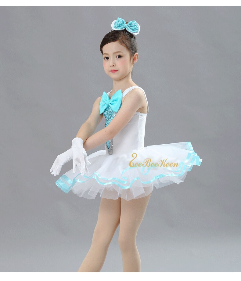 Vestido de Ballet para niñas, traje de tutú de Ballet con lentejuelas azules, vestido de baile para niña con puesta en escena para mujer, tutú, ropa de bailarina de Ballet