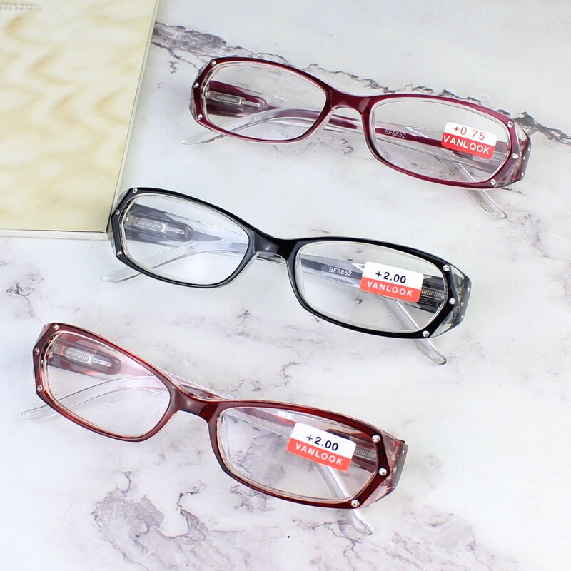 Rhinestone Reading Glasses Women Gafas de Lectura Eyeglass Spectacles Frames +50 +75 100 125 150 175 200 250 300 350 400