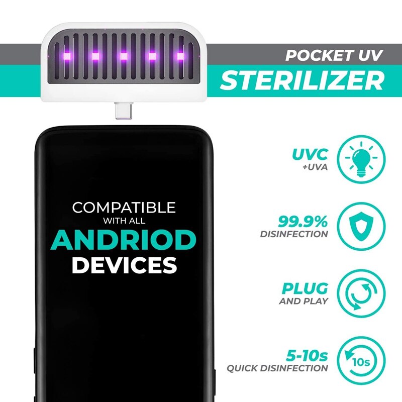 -Pocket Uv Licht Compatibel Voor Android Usb Type C-Draagbare Voor Uw Mobiele Telefoon Met Uvc Uva Licht