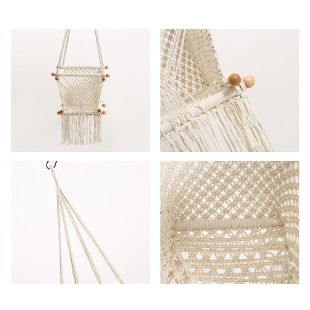 Nordic Cotton Rope Woven Swing Hanging Chair Hanging Basket Hanging Chair Solid Wood Home Children's Room Decoration