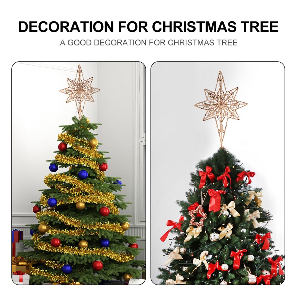 Anis étoile décoration sommet de sapin étoile dorée noël décoration sommet de sapin fer étoile Festival cime des arbres décor pour la fête à la maison (doré, 16x30c