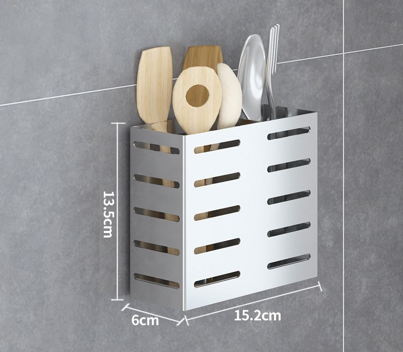 304 rustfrit stål vægmonteret køkkenopbevaringsskål faddræn tallerken tørret hyldebetræk bestikholder eller tilbehør til tilbehør: Bestikholder