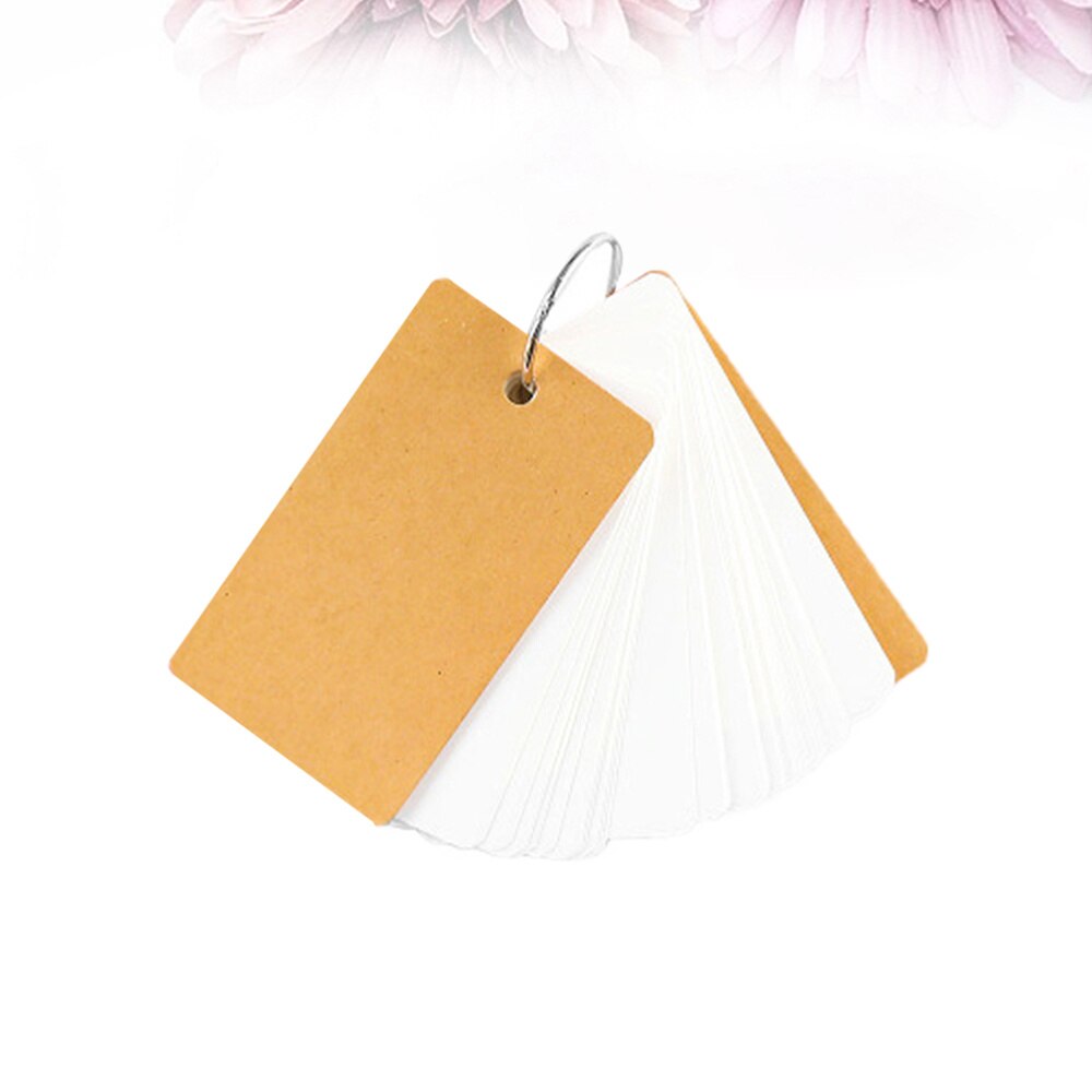 4Pcs Small Long Ring Book Portable Blank Travel Journal Notepad for Writing Drawing School Office (Kraft Paper, Light Blue Core)